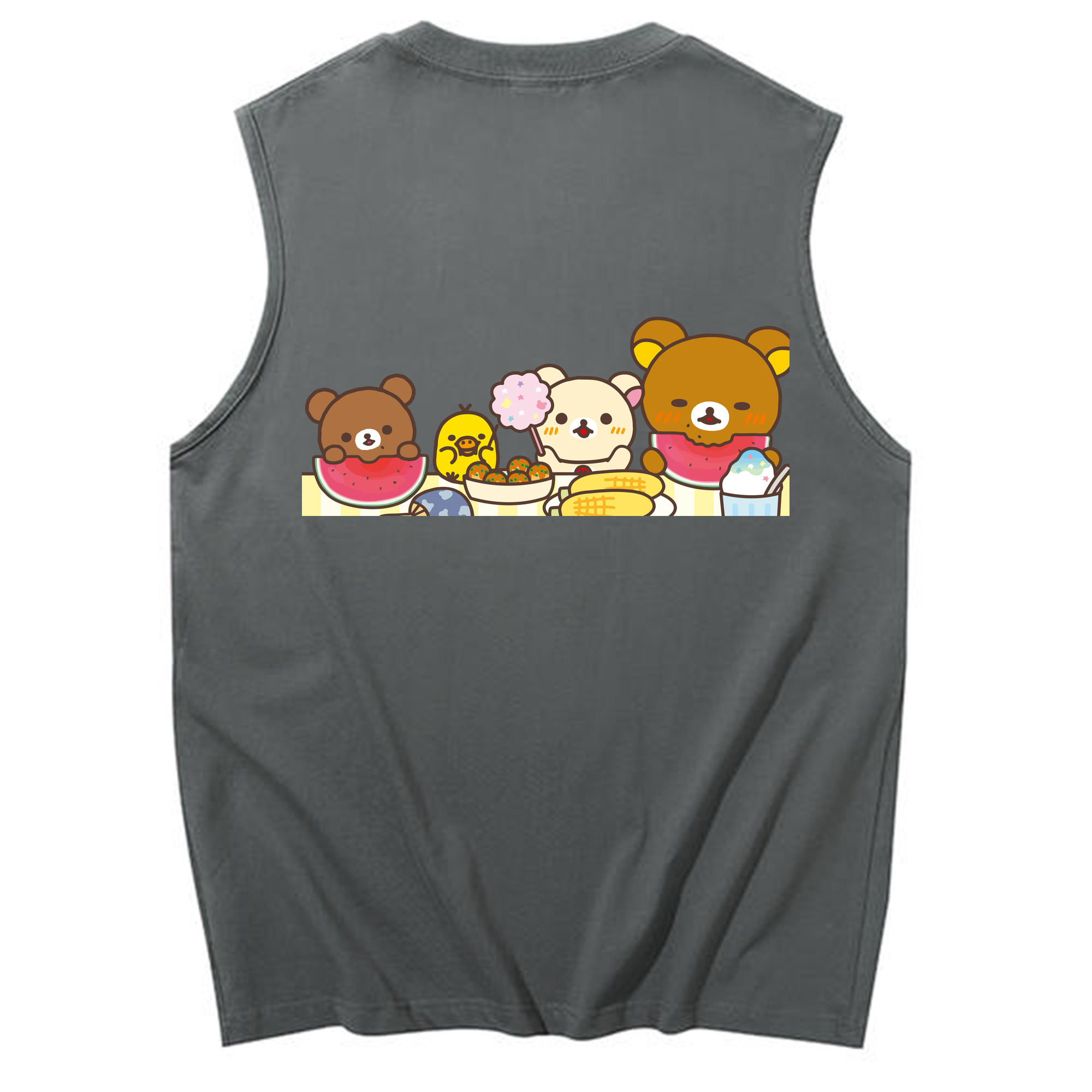 （画像用） リラックマ リラックマ キイロイトリ Rilakkuma Korilakkuma Kiiroitori コットン100％タンクトップ（背面プリント）